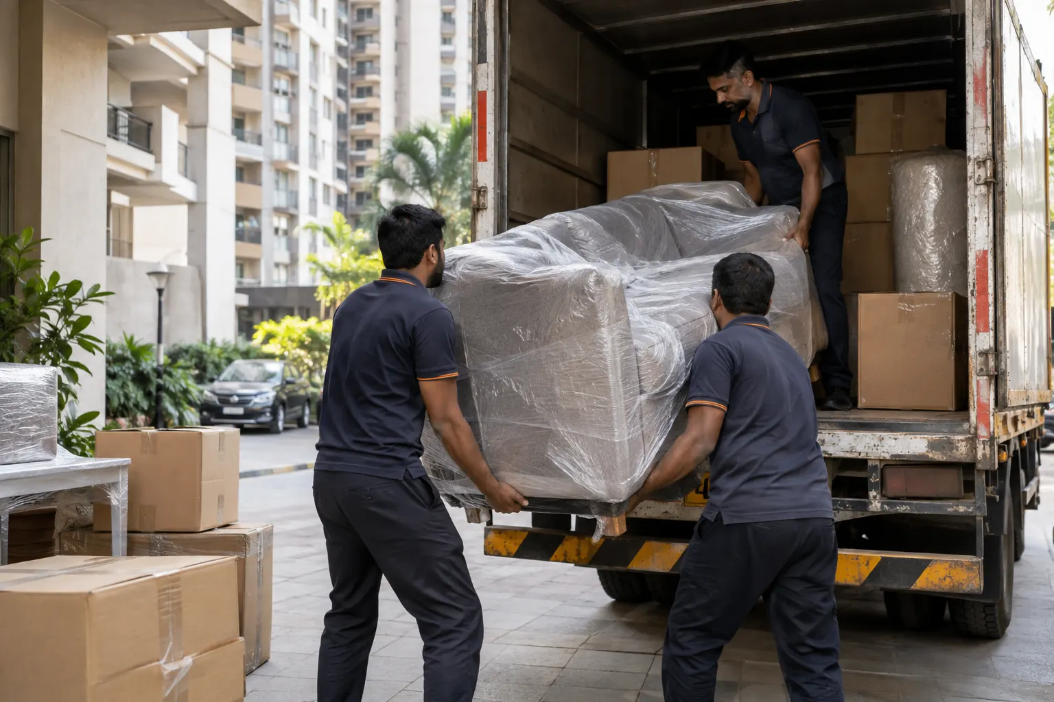 Bharat Relocate team loading furniture into a truck